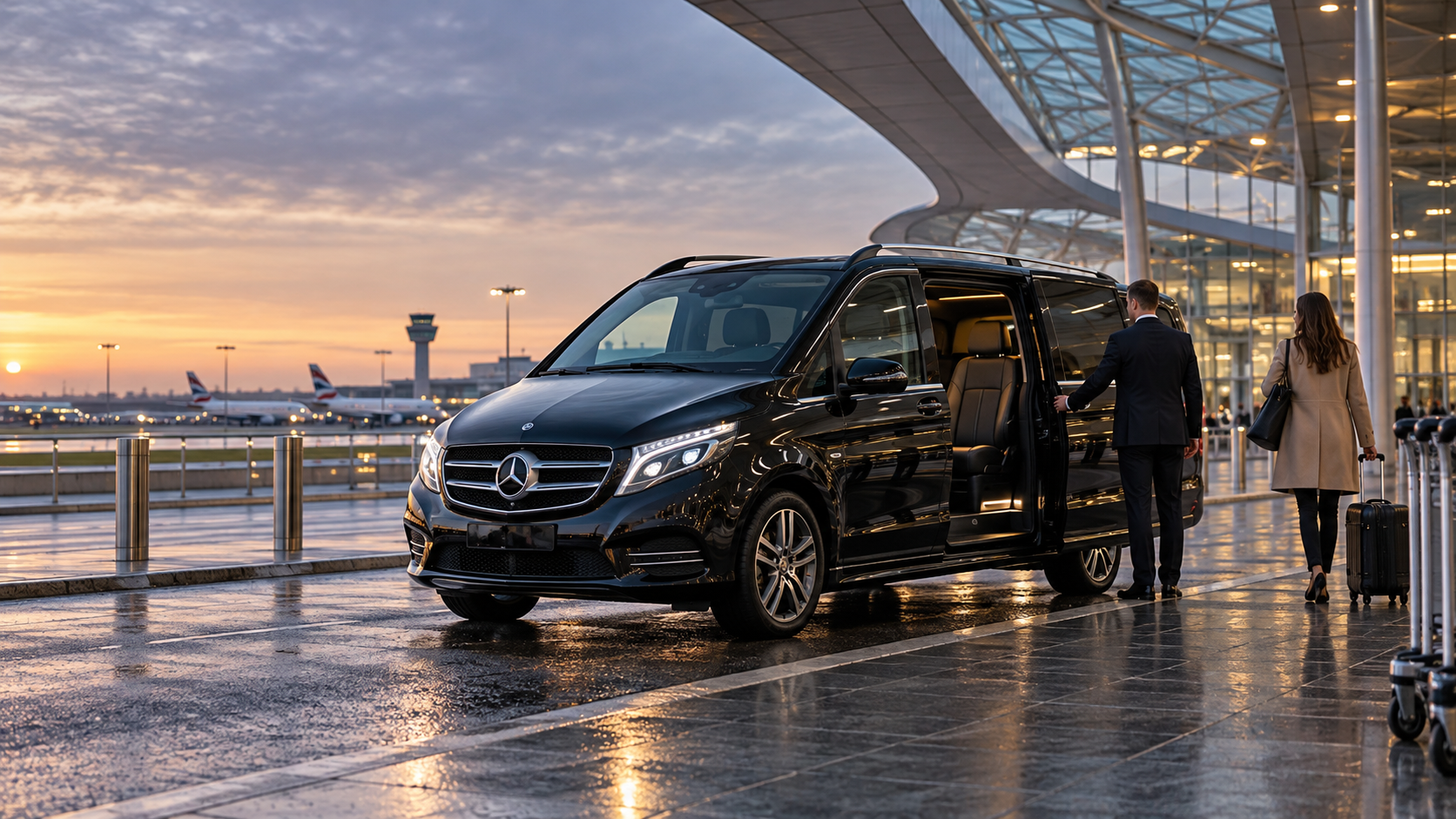 Black people carrier at an airport terminal